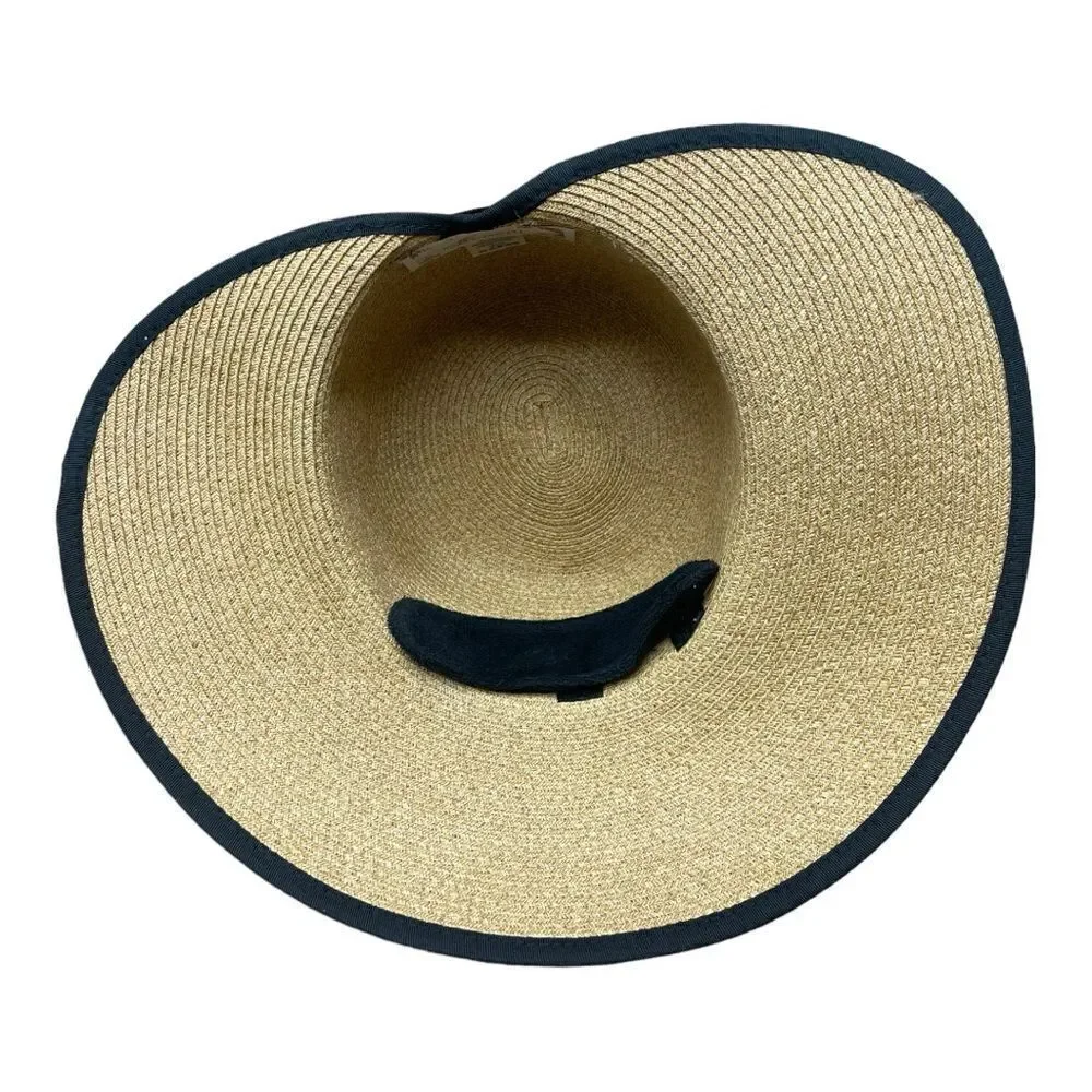 CAPPELLI Straworld Women's Wide Brim Sun Hat Black Band Removable Sweatband OS